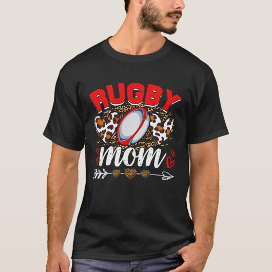 Funny Rugby Mom Leopard Sport Lover Mother's Day Tシャツ (正面)