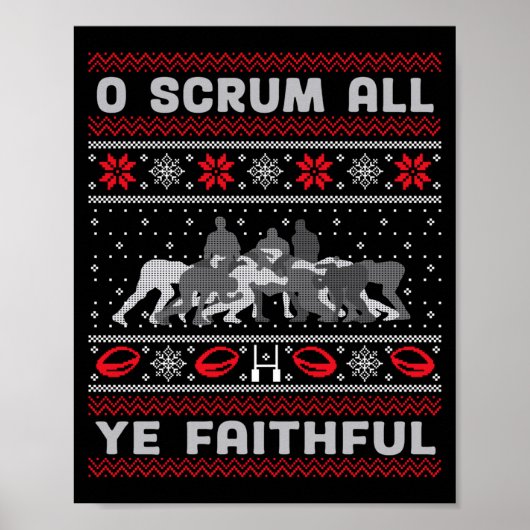 Funny Rugby O Scrum All Ye Faithful Ugly Merry Chr ポスター (正面)