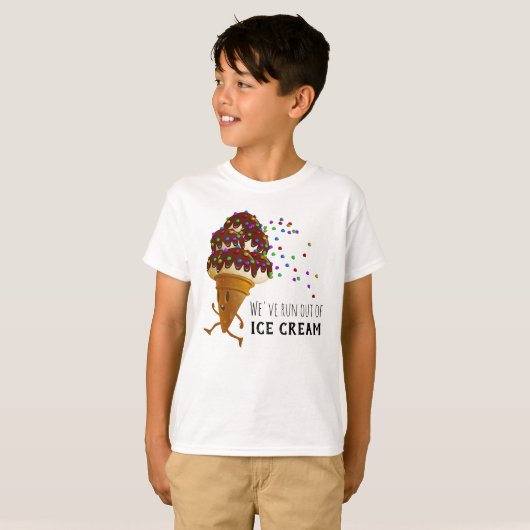 Funny Run Out of Ice Cream Cartoon Tシャツ (正面フル)