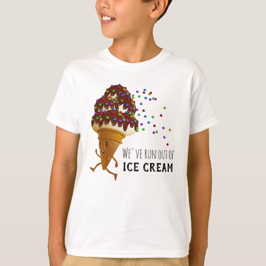 Funny Run Out of Ice Cream Cartoon Tシャツ (正面)