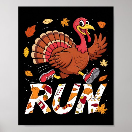 Funny Run Running 5k Race Turkey Trot Thanksgiving ポスター (正面)