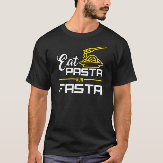 Funny Runners T-Shirt - Eat Pasta Run Fasta Tシャツ (正面)