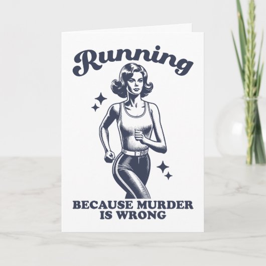 Funny Running Because Murder Is Wrong Retro カード (正面)