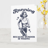 Funny Running Because Murder Is Wrong Retro カード (黄色い花)