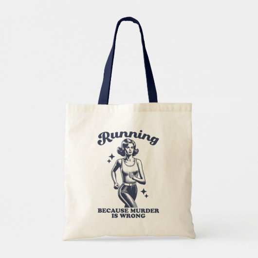 Funny Running Because Murder Is Wrong Retro トートバッグ (裏面)