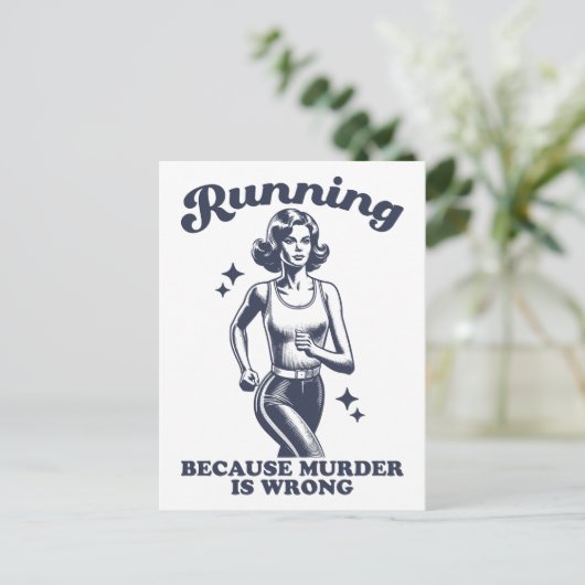 Funny Running Because Murder Is Wrong Retro ポストカード (スタンド正面)