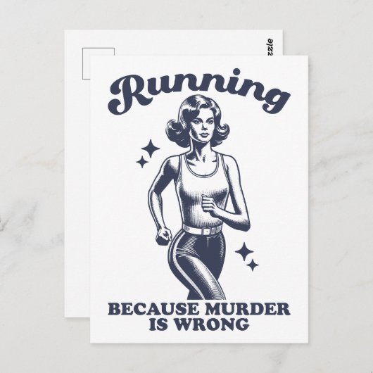 Funny Running Because Murder Is Wrong Retro ポストカード (正面/裏面)