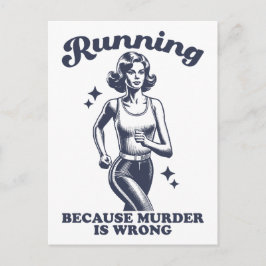 Funny Running Because Murder Is Wrong Retro ポストカード