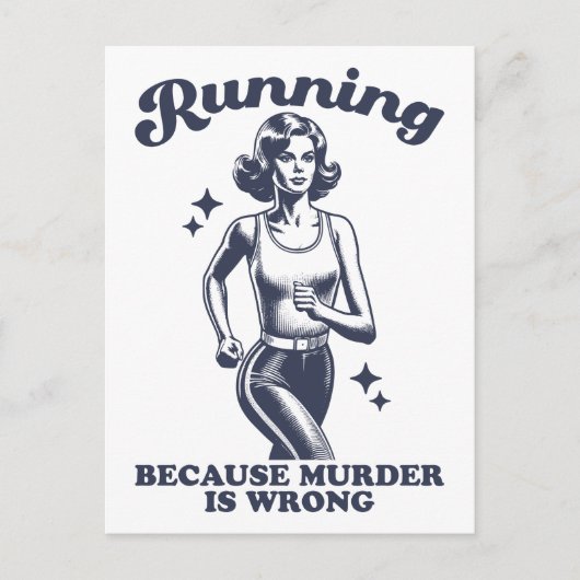 Funny Running Because Murder Is Wrong Retro ポストカード (正面)