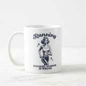Funny Running Because Murder Is Wrong Retro 11oz コーヒーマグカップ (左)