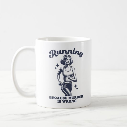 Funny Running Because Murder Is Wrong Retro 11oz コーヒーマグカップ (左)