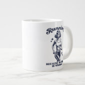 Funny Running Because Murder Is Wrong Retro 20oz ジャンボコーヒーマグカップ (正面右)