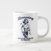 Funny Running Because Murder Is Wrong Retro 20oz ジャンボコーヒーマグカップ (右)