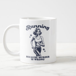 Funny Running Because Murder Is Wrong Retro 20oz ジャンボコーヒーマグカップ