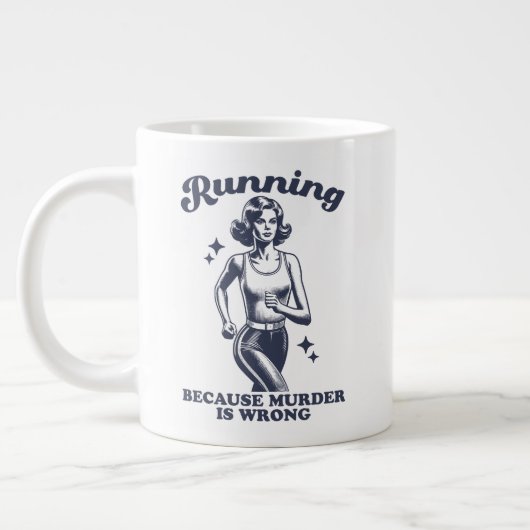 Funny Running Because Murder Is Wrong Retro 20oz ジャンボコーヒーマグカップ (左)