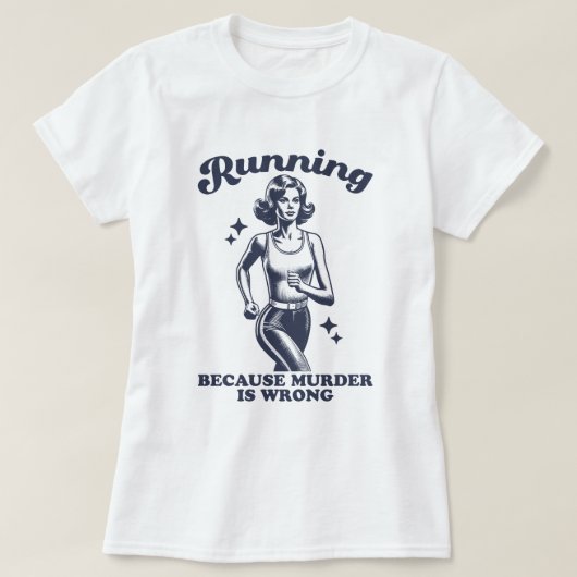 Funny Running Because Murder Is Wrong Retro Tシャツ (デザイン正面)