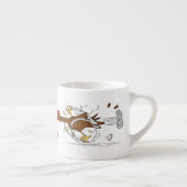 Funny running cool chicken cartoon illustration エスプレッソカップ (右)