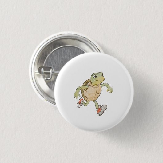 Funny Running Turtle Cartoon Button Badge Pin 缶バッジ (正面&裏面)