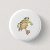 Funny Running Turtle Cartoon Button Badge Pin 缶バッジ (正面)