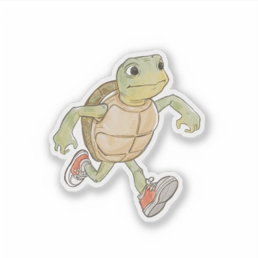 Funny Running Turtle Sticker | Cartoon シール (正面)