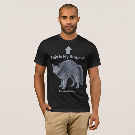 Funny Russian Blue Cat – This Is My Human Tシャツ (正面フル)