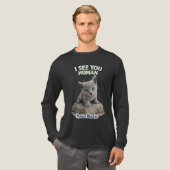 Funny Russian Blue Kitten Design - I see you human トライブレンドTシャツ (正面全体)