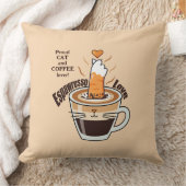 Funny Rustic Cozy Coffee Cat Lover Beige Custom  クッション (ブランケット)