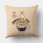 Funny Rustic Cozy Coffee Cat Lover Beige Custom  クッション (裏面)