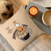 Funny Rustic Cozy Coffee Cat Lover Beige Custom クッション