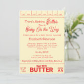 Funny Rustic Red Gingham Butter Themed Baby Shower 招待状 (スタンド正面)