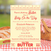 Funny Rustic Red Gingham Butter Themed Baby Shower 招待状