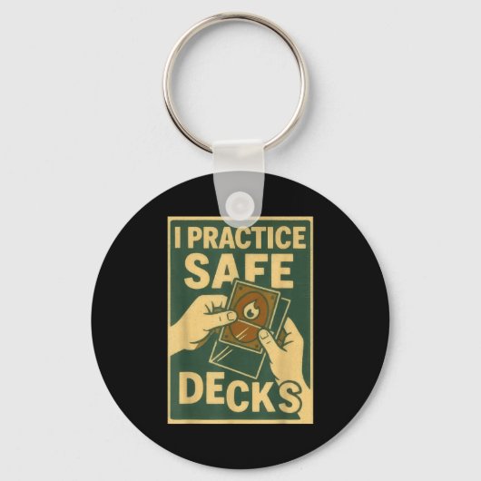 Funny Safe Decks Trading Card Game Pun Humor  キーホルダー (正面)