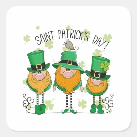 Funny Saint Patrick's Day T-Shirt Irish Shamrock スクエアシール (正面)