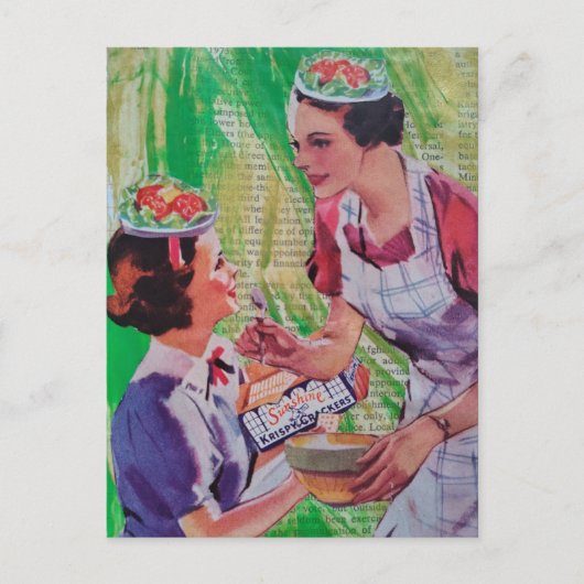 Funny Salad Hats collage ポストカード (正面)
