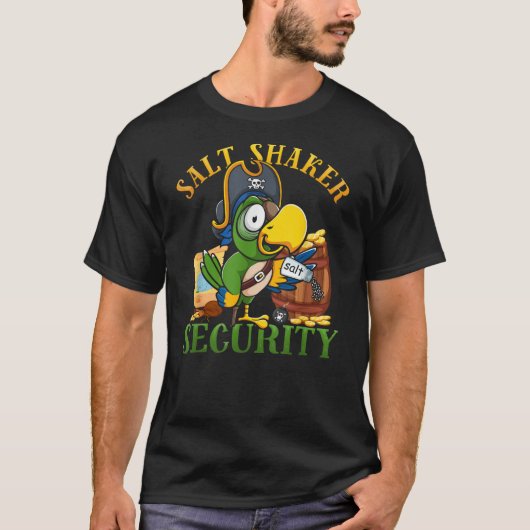 Funny Salt Shaker Security Pirate Head Parrot Conc Tシャツ (正面)