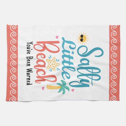 Funny Salty Little Beach Customizable キッチンタオル (横)
