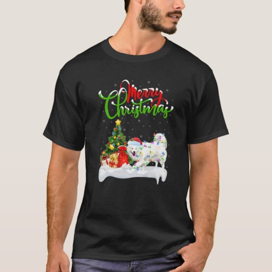 Funny Samoyed Dog Lover Xmas Lighting Samoyed Chri Tシャツ (正面)