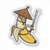 Funny Samurai Banana Ronin Cartoon Illustration シール (正面)