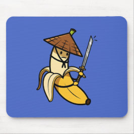 Funny Samurai Banana Ronin Cartoon Illustration マウスパッド