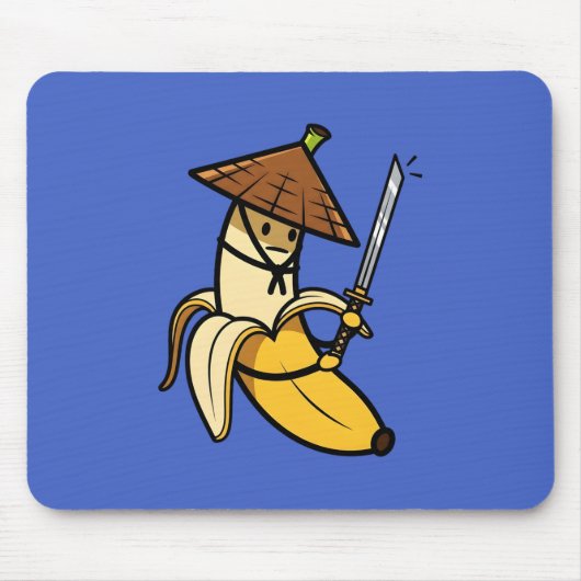 Funny Samurai Banana Ronin Cartoon Illustration マウスパッド (正面)