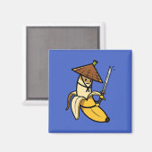 Funny Samurai Banana Ronin Cartoon Illustration マグネット (正面/裏面)
