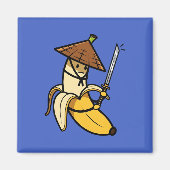 Funny Samurai Banana Ronin Cartoon Illustration マグネット (正面)