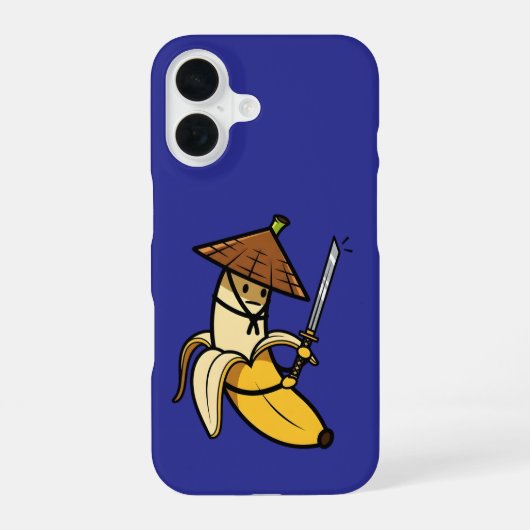 Funny Samurai Banana Ronin Cartoon Illustration iPhone 16ケース (裏面)