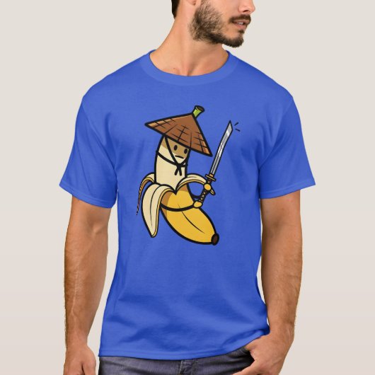 Funny Samurai Banana Ronin Cartoon Illustration Tシャツ (正面)