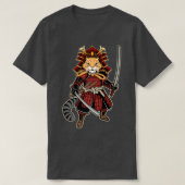 Funny Samurai Cat Japanese Kitten Cats Tシャツ (デザイン正面)