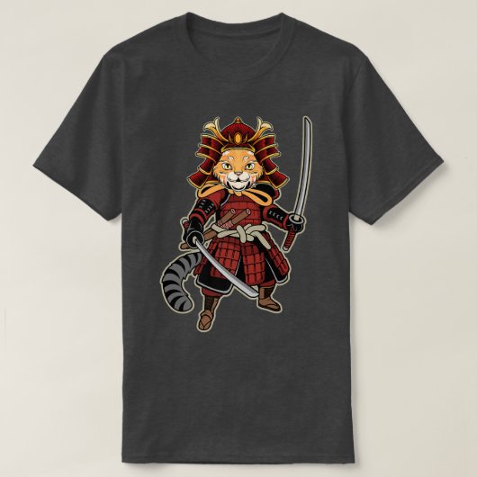 Funny Samurai Cat Japanese Kitten Cats  Tシャツ (デザイン正面)