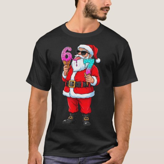 Funny Santa 67 Ice Cream Christmas Drip Xmas Teens Tシャツ (正面)