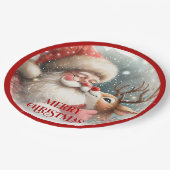 Funny Santa and Red Nose Rudolph Party Plates ペーパープレート (アングル)