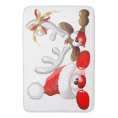 Funny Santa and Reindeer Cartoon Ornament Magnet B バスマット (正面縦)