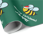 Funny Santa bee Christmas wrapping paper for kids ラッピングペーパー (ロールコーナー)